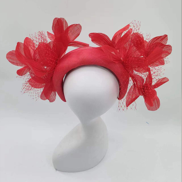 Sinamay Fascinator Hair Accessories Feather Headband for Women Wedding Party HeadWear