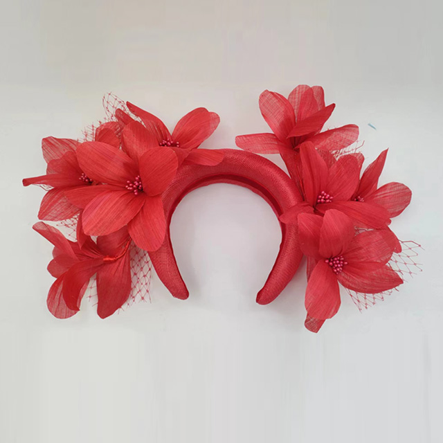 Sinamay Fascinator Hair Accessories Feather Headband for Women Wedding Party HeadWear